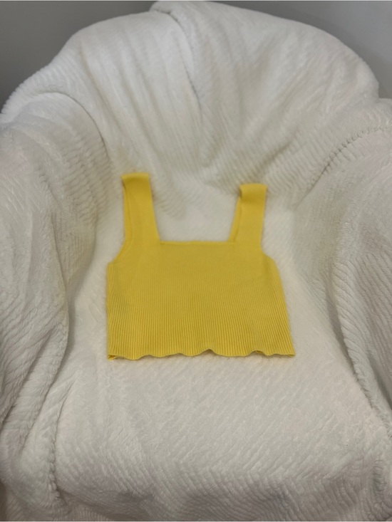 SHEIN Tops - SHEIN Yellow Ribbed Square-Neck Crop Tank